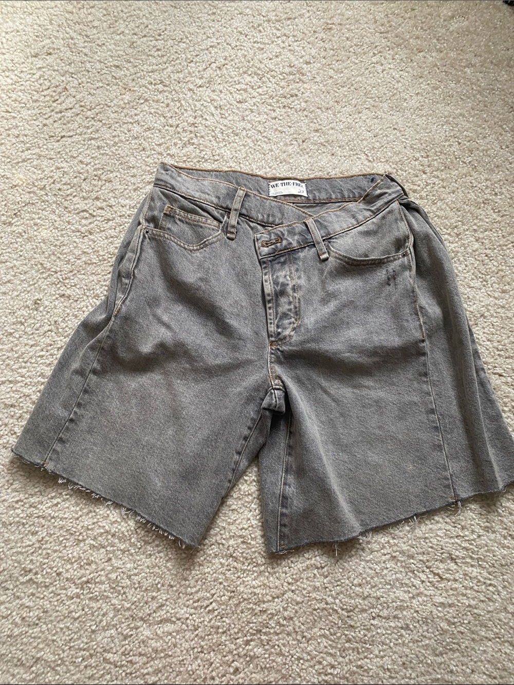 We The Free Distressed Gray Denim Shorts